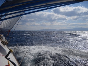 Sailing in meltemi wind